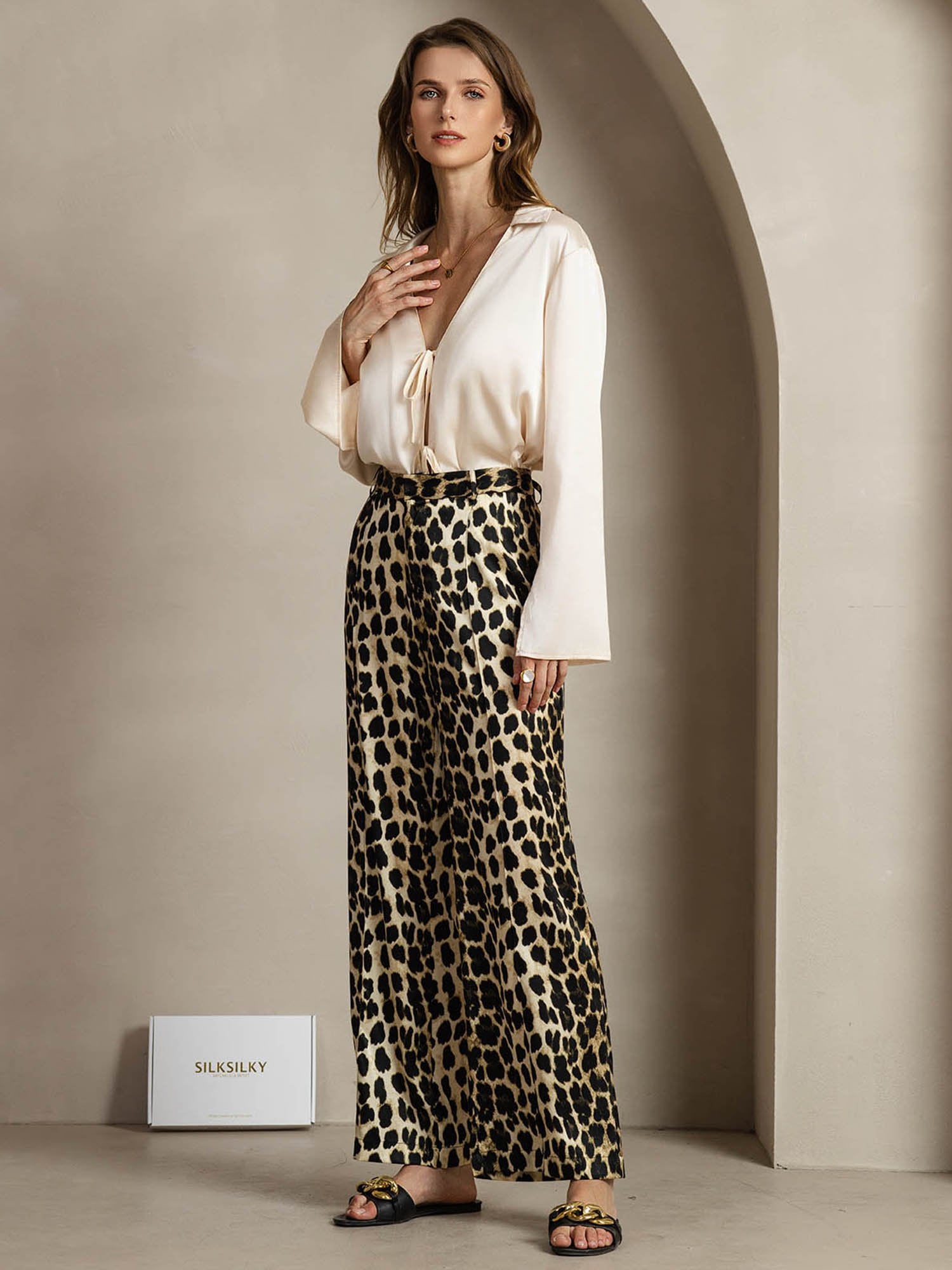 [Leopardo] SilkSilky-ES 19Momme Seda Womens Pants 007