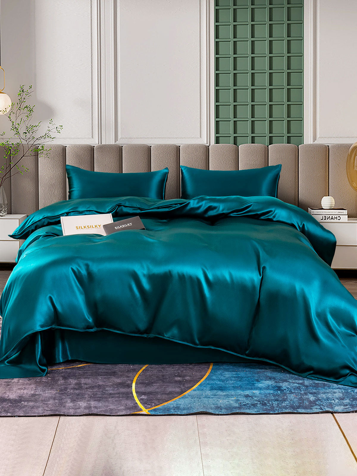 [Azul Real] SilkSilky-ES 25Momme Seda Pura Bedding Set 001