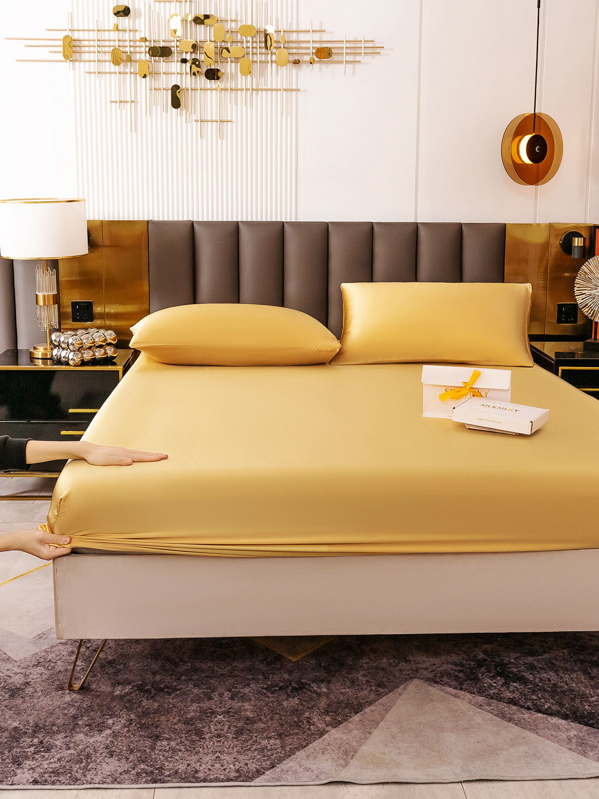 [Champán] SilkSilky-ES 19Momme Seda Pura Bedding Set 005