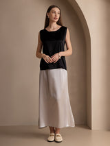[Negro] SilkSilky-ES Sleeveless Round Neck Top de tirantes 005