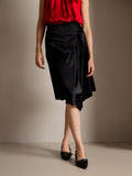 SilkSilky ES 19Momme Seda Skirt Negro 004