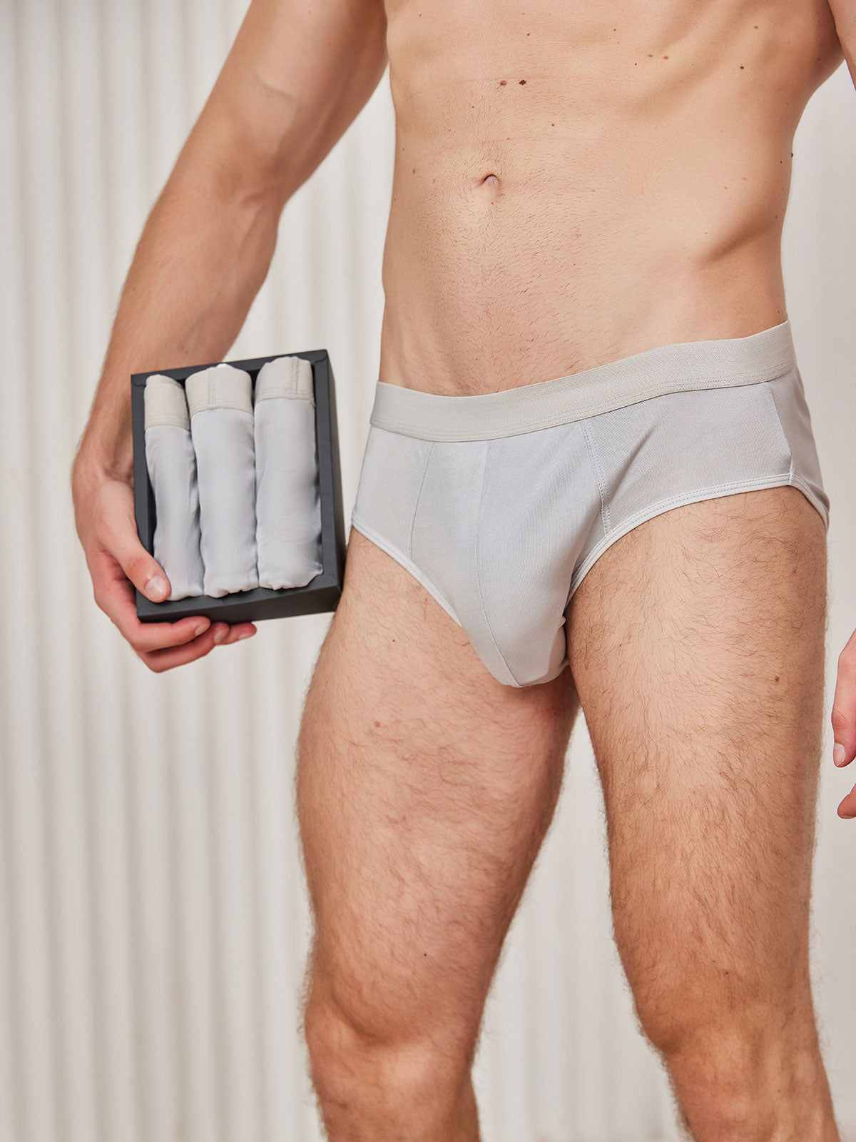 [Gris] SilkSilky-ES Seda Pura Mens Underwear 001