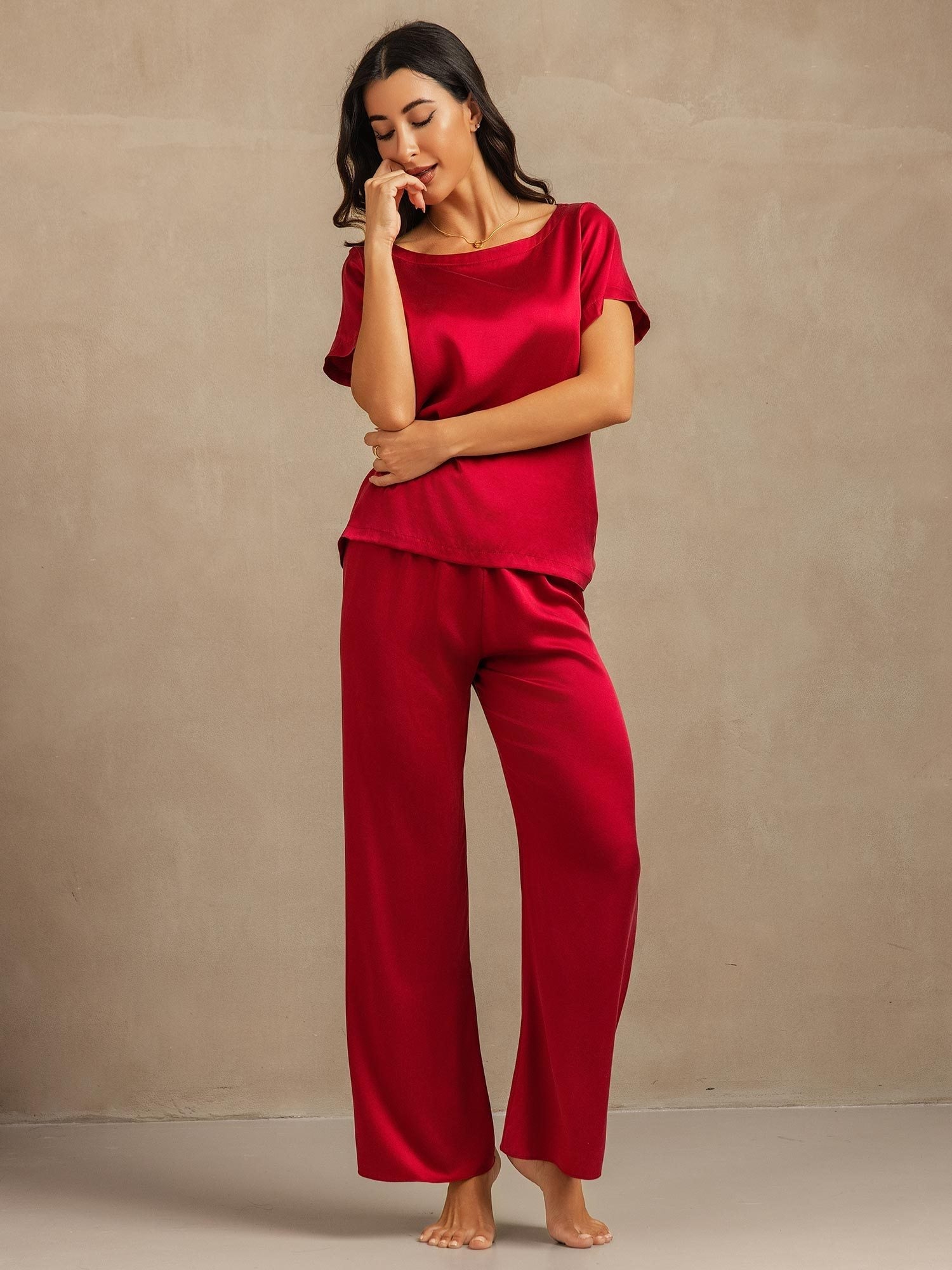 [Vino] SilkSilky-ES 19Momme Seda Womens Pajamas 006