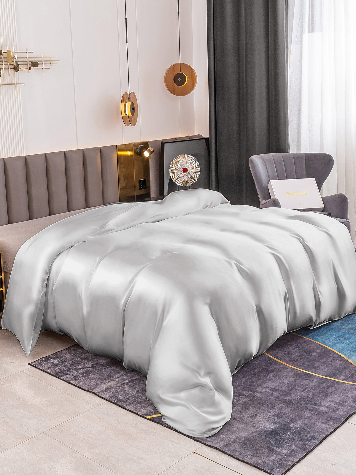 [Plata] SilkSilky-ES 19Momme Seda Pura Duvet Cover 001