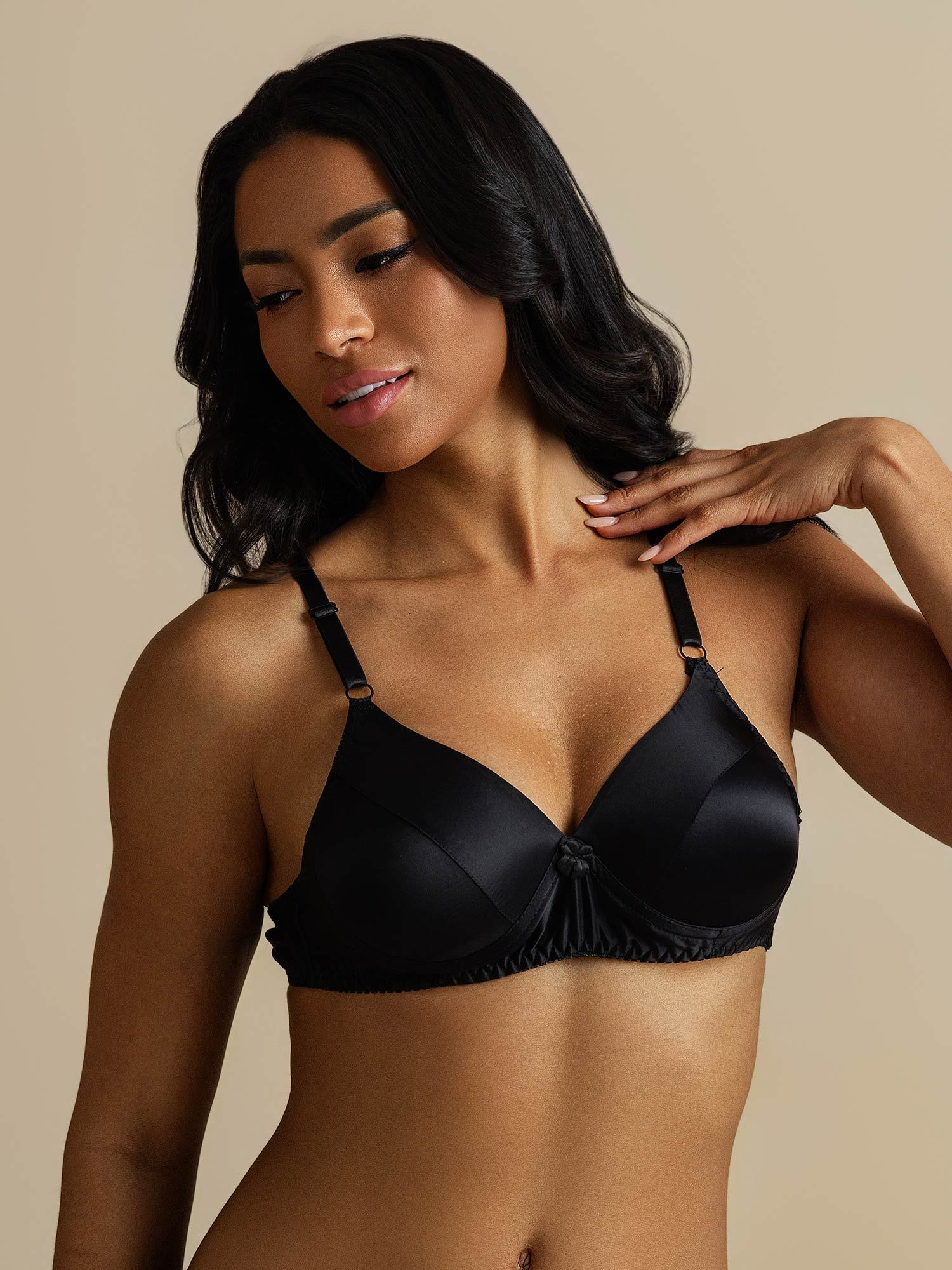 [Negro] SilkSilky-ES Seda Pura Bra 006,