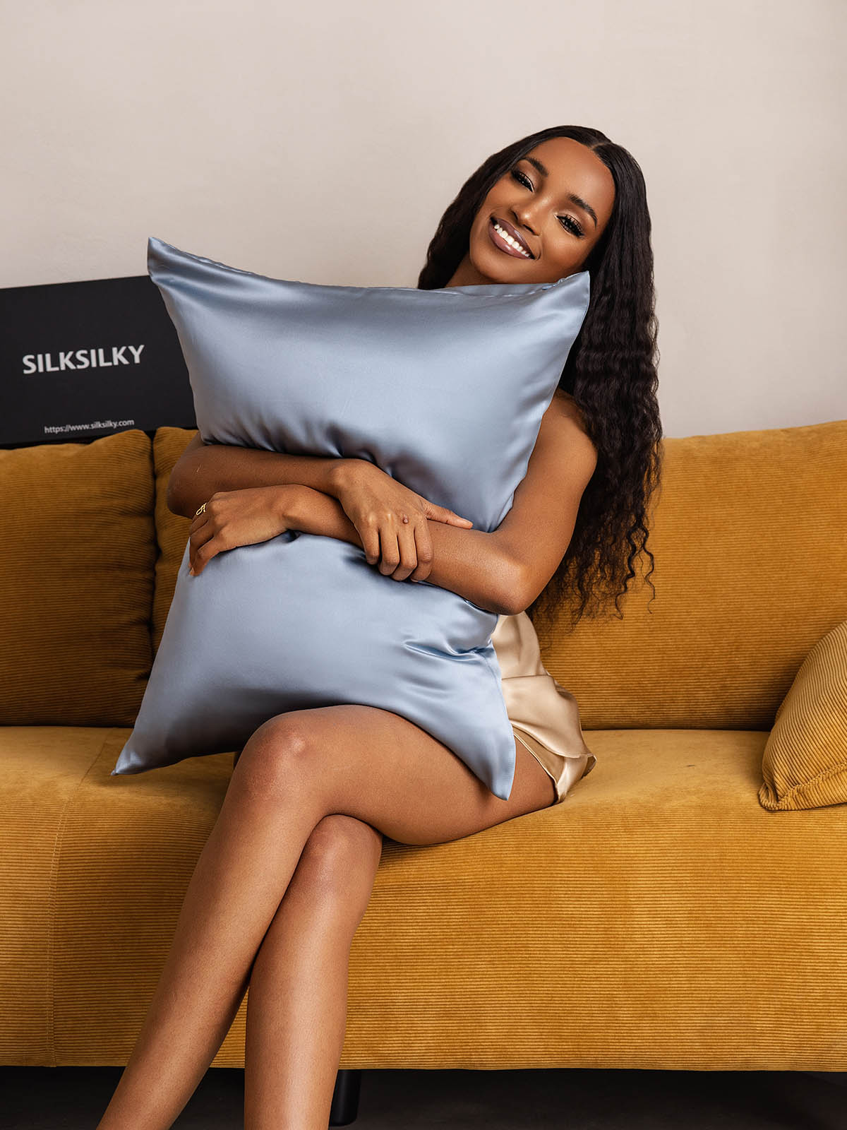 [Azul Grisáceo] SilkSilky-ES 19Momme Seda Pura Pillowcase 007