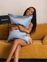 [Azul Grisáceo] SilkSilky-ES Fundas De Almohada 006