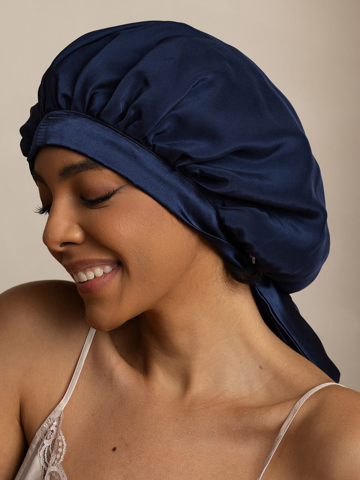 [Azul Oscuro] SilkSilky-ES Seda Pura Sleep Cap 003