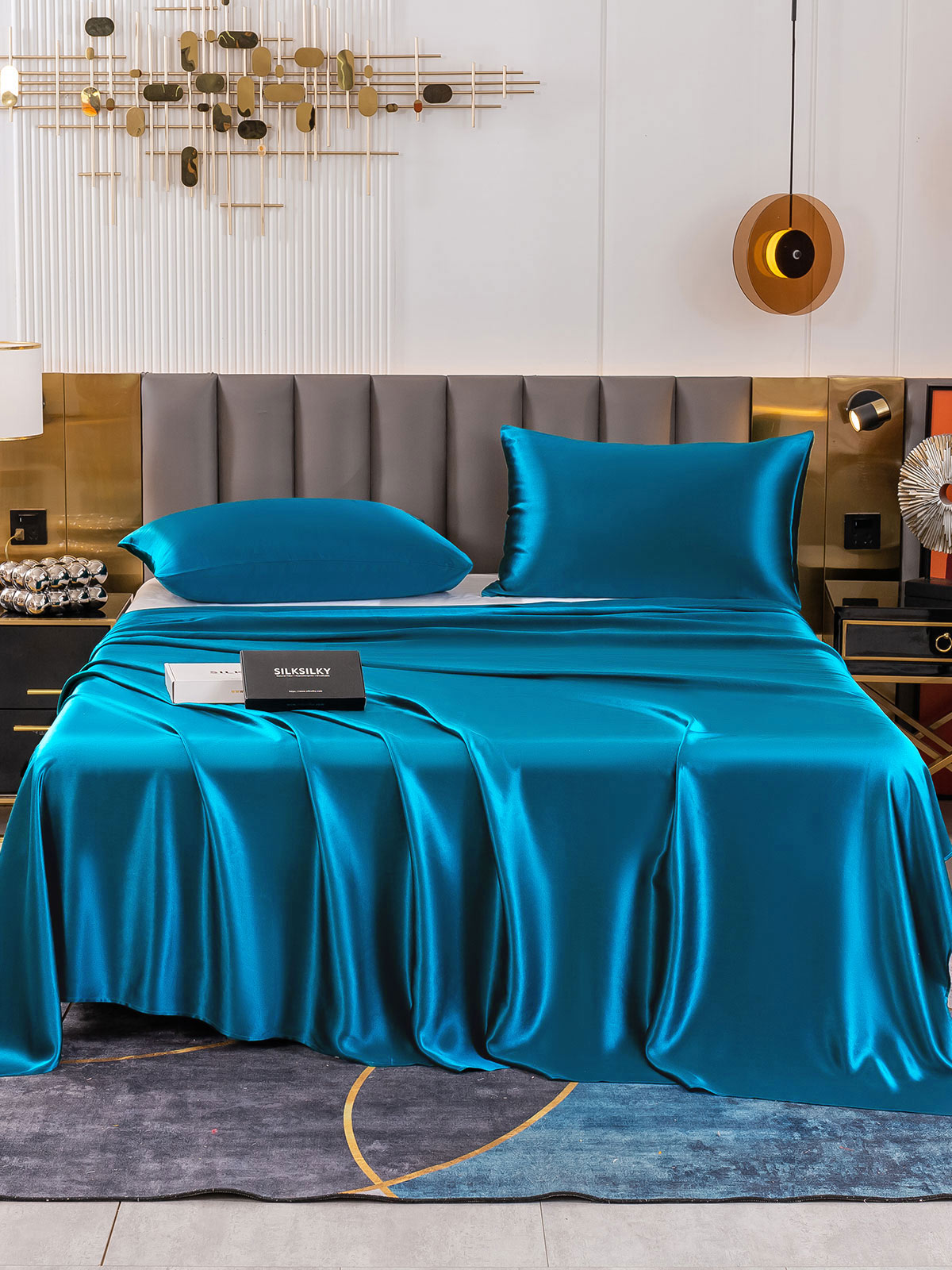 [Azul Real] SilkSilky-ES 19Momme Juego de ropa de cama 002