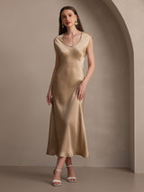 [Champán] SilkSilky-ES Cap Sleeve Vestido 007