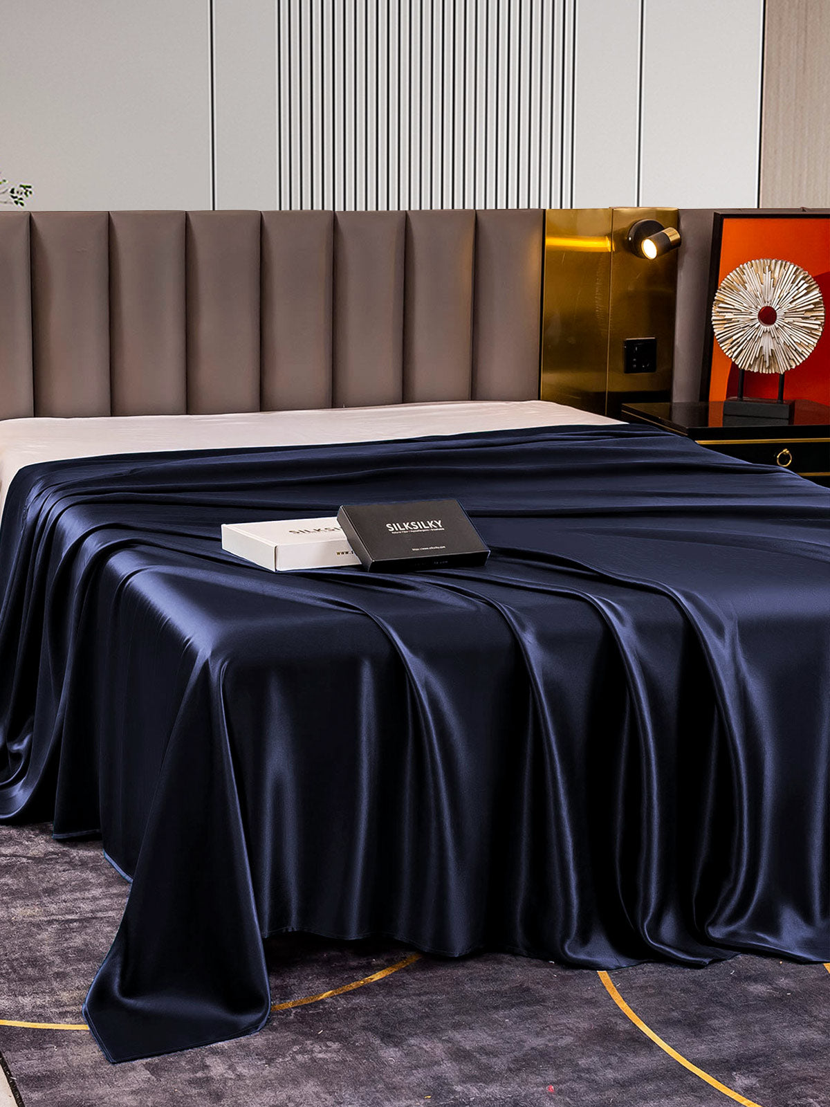 [Azul Oscuro] SilkSilky-ES 22Momme Seda Pura Sheet 003