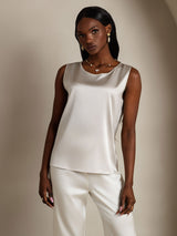 [Gris Claro] SilkSilky-ES Sleeveless Round Neck Top de tirantes 003