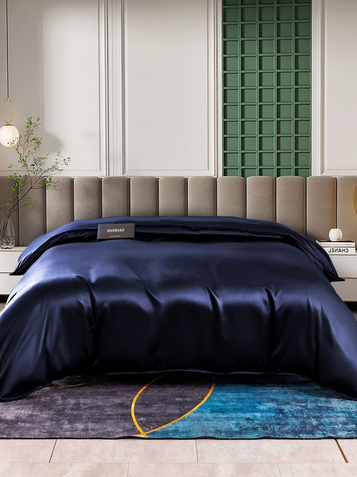 [Azul Oscuro] SilkSilky-ES 25Momme Seda Pura Duvet Cover 001
