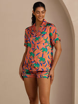 [Elefante Arcilla] SilkSilky-ES Short Sleeve Lapel Collar Pijamas de mujer 004