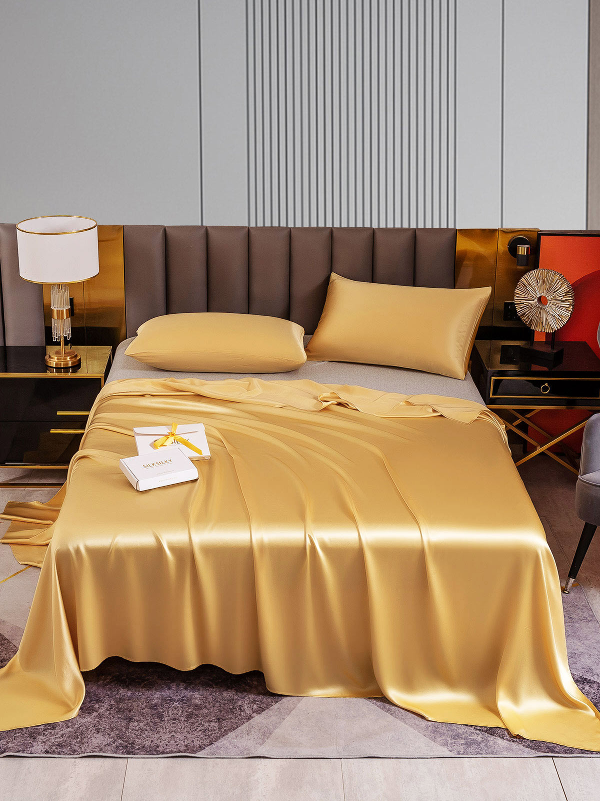 [Champán] SilkSilky-ES 22Momme Seda Pura Bedding Set 001