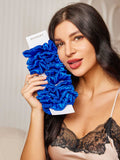 SilkSilky ES 19Momme Seda Pura Scrunchie Azul 009