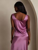 [Morado Oscuro] SilkSilky-ES Sleeveless V Neck Top de tirantes 002