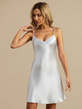 [Azul Claro] SilkSilky-ES Spaghetti Strap V Neck Camisón 006