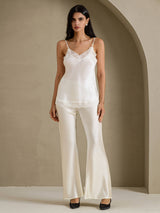 [Blanco] SilkSilky-ES V Neck Top de tirantes 007