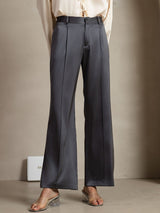[Gris Oscuro] SilkSilky-ES 19Momme Seda Womens Pants 005,