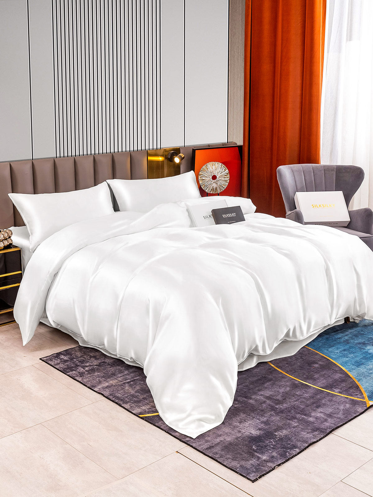 [Blanco] SilkSilky-ES 22Momme Seda Pura Bedding Set 002