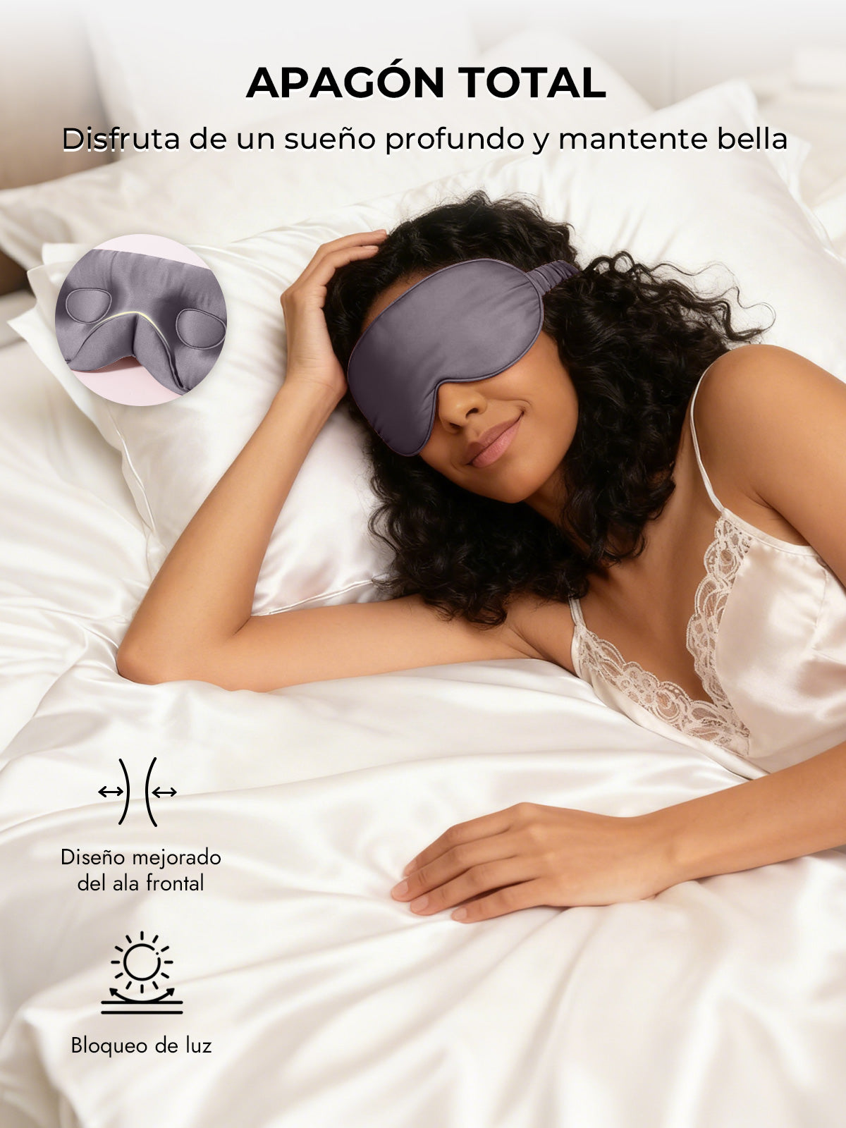 [Gris Oscuro] SilkSilky-ES Seda Pura Eye Mask 005