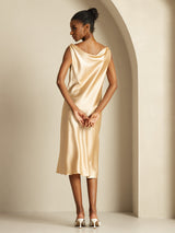 [Champán] SilkSilky-ES Sleeveless Cowl Neck Vestido 002