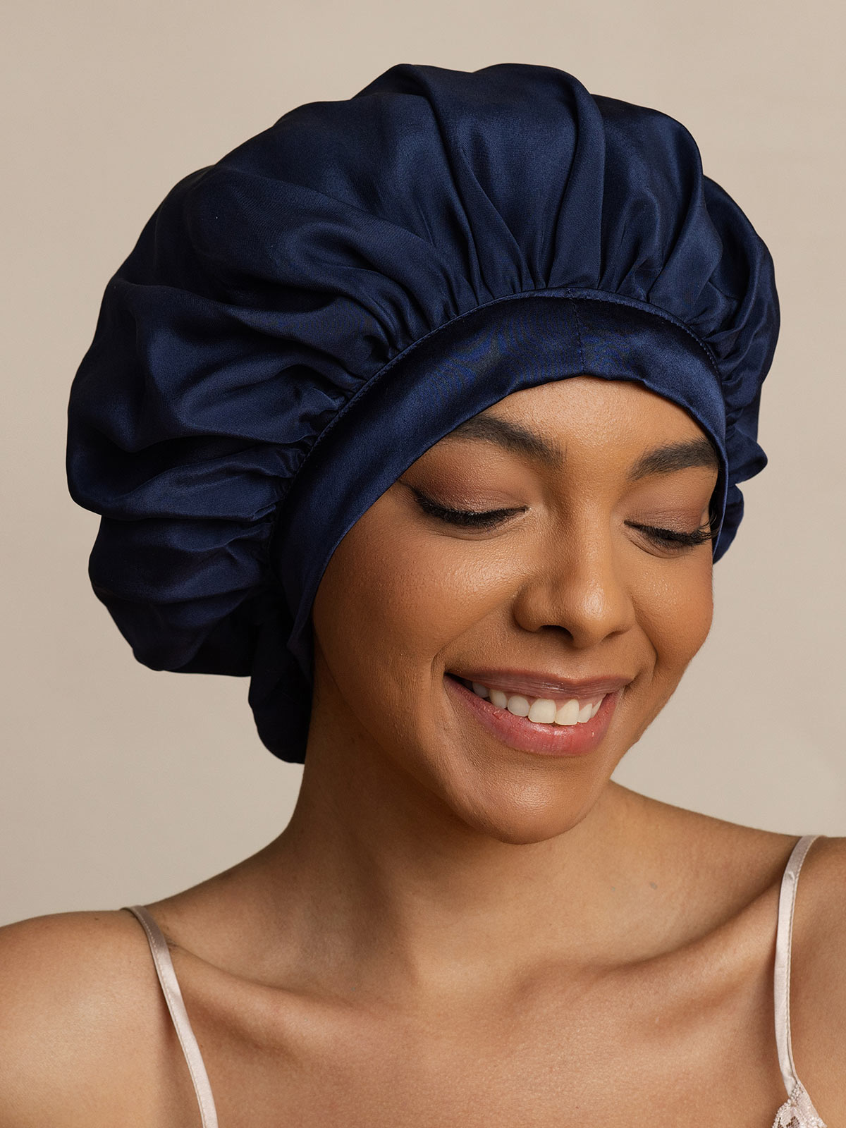 [Azul Oscuro] SilkSilky-ES Seda Pura Sleep Cap 004