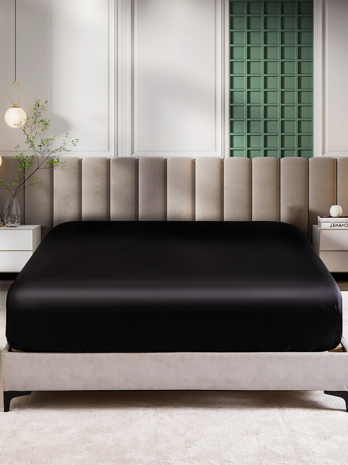 [Negro] SilkSilky-ES 25Momme Seda Pura Sheet 002