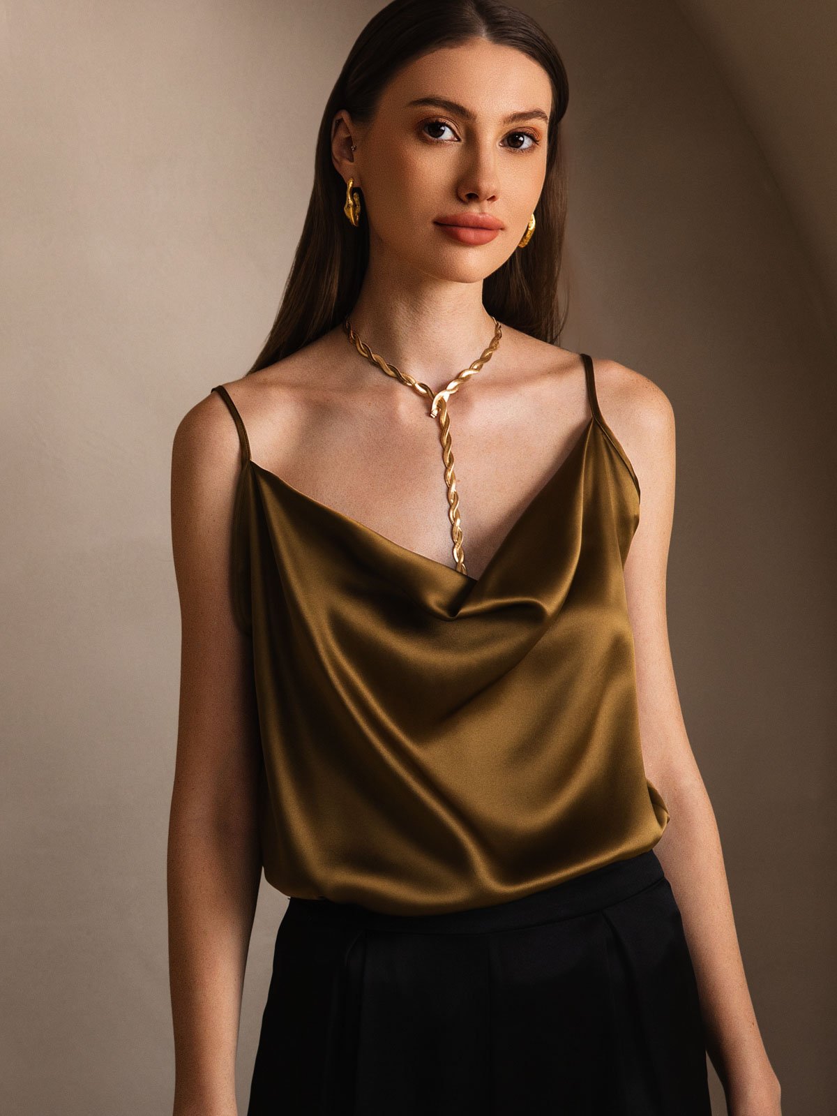 [Marrón] SilkSilky-ES 19Momme Seda Camisoles 003