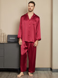 SilkSilky ES Seda Pura Manga larga Mens Pajamas Vino 001