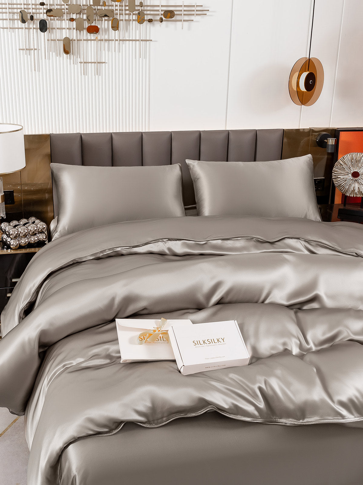[Gris] SilkSilky-ES 19Momme Seda Pura Bedding Set 005