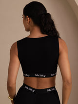 [Negro] SilkSilky-ES Sleeveless Crew Neck Top de tirantes 002