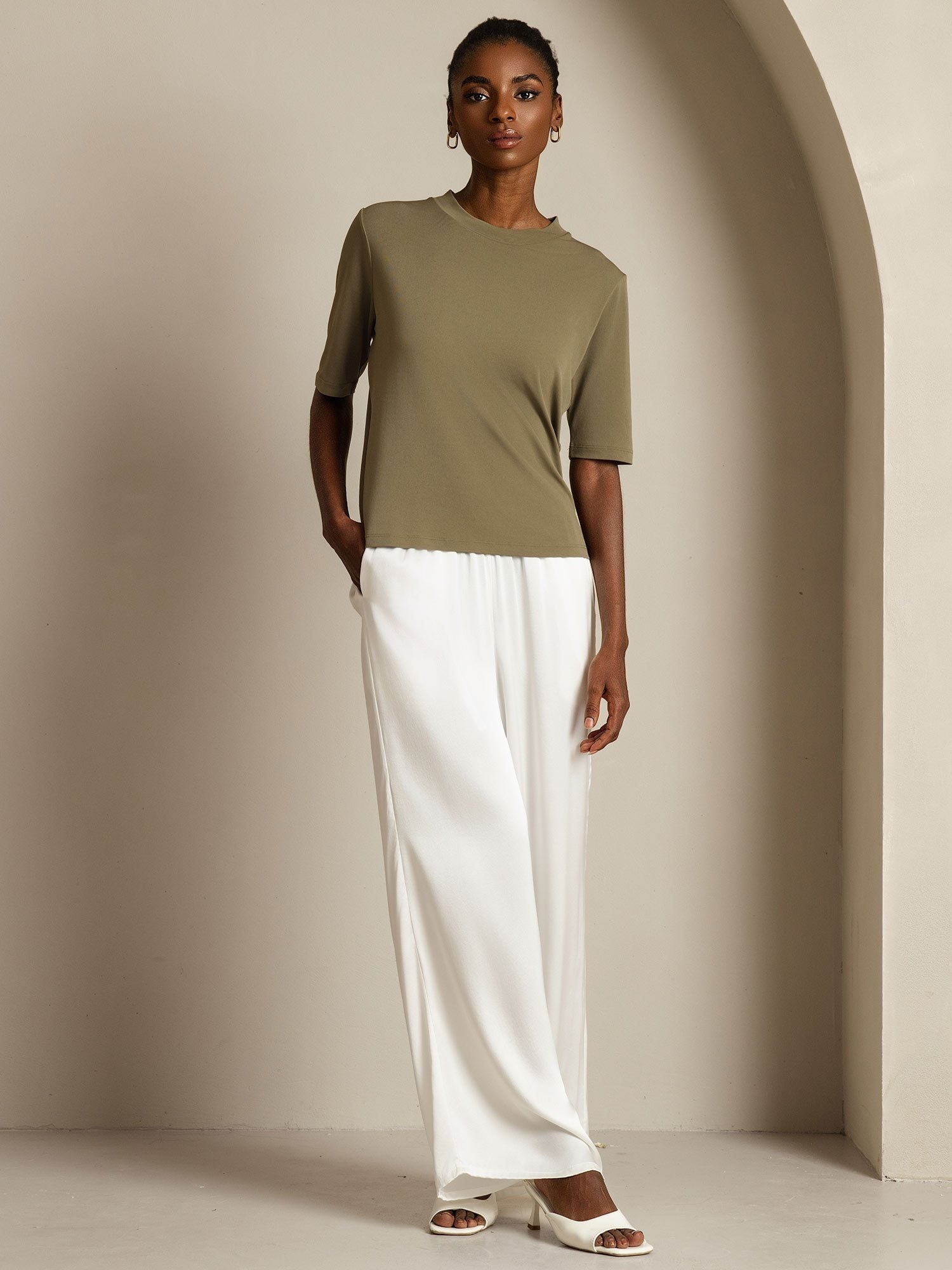 [Oliva Quemada] SilkSilky-ES Seda Pura Womens T-Shirt 006