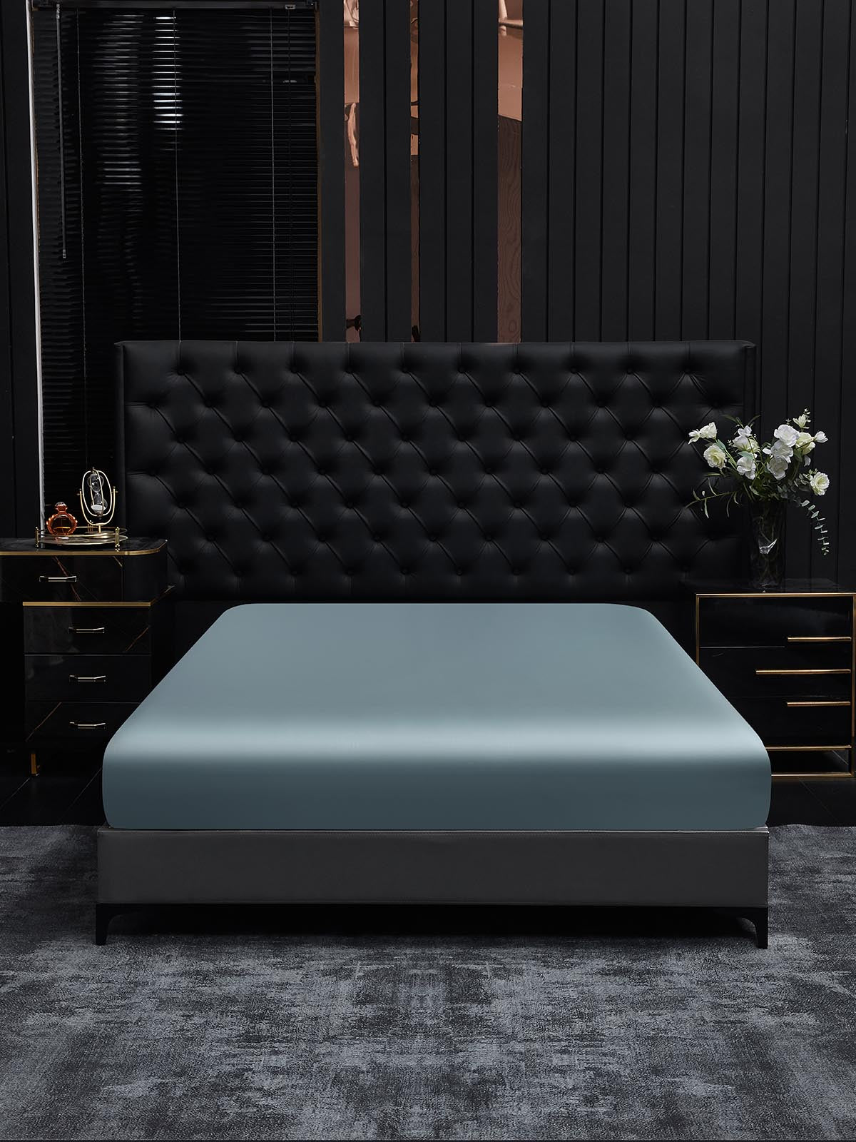 [Azul Grisáceo] SilkSilky-ES 19Momme Seda Pura Sheet 002