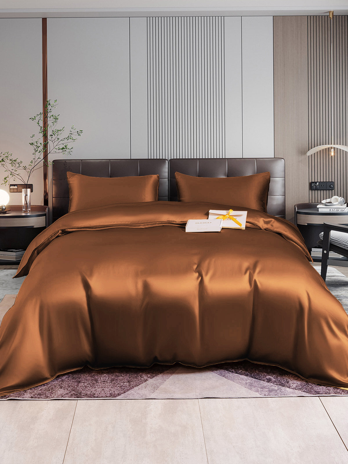 [Café] SilkSilky-ES 22Momme Seda Pura Bedding Set 005