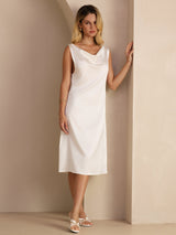 [Blanco] SilkSilky-ES Sleeveless Cowl Neck Vestido 005
