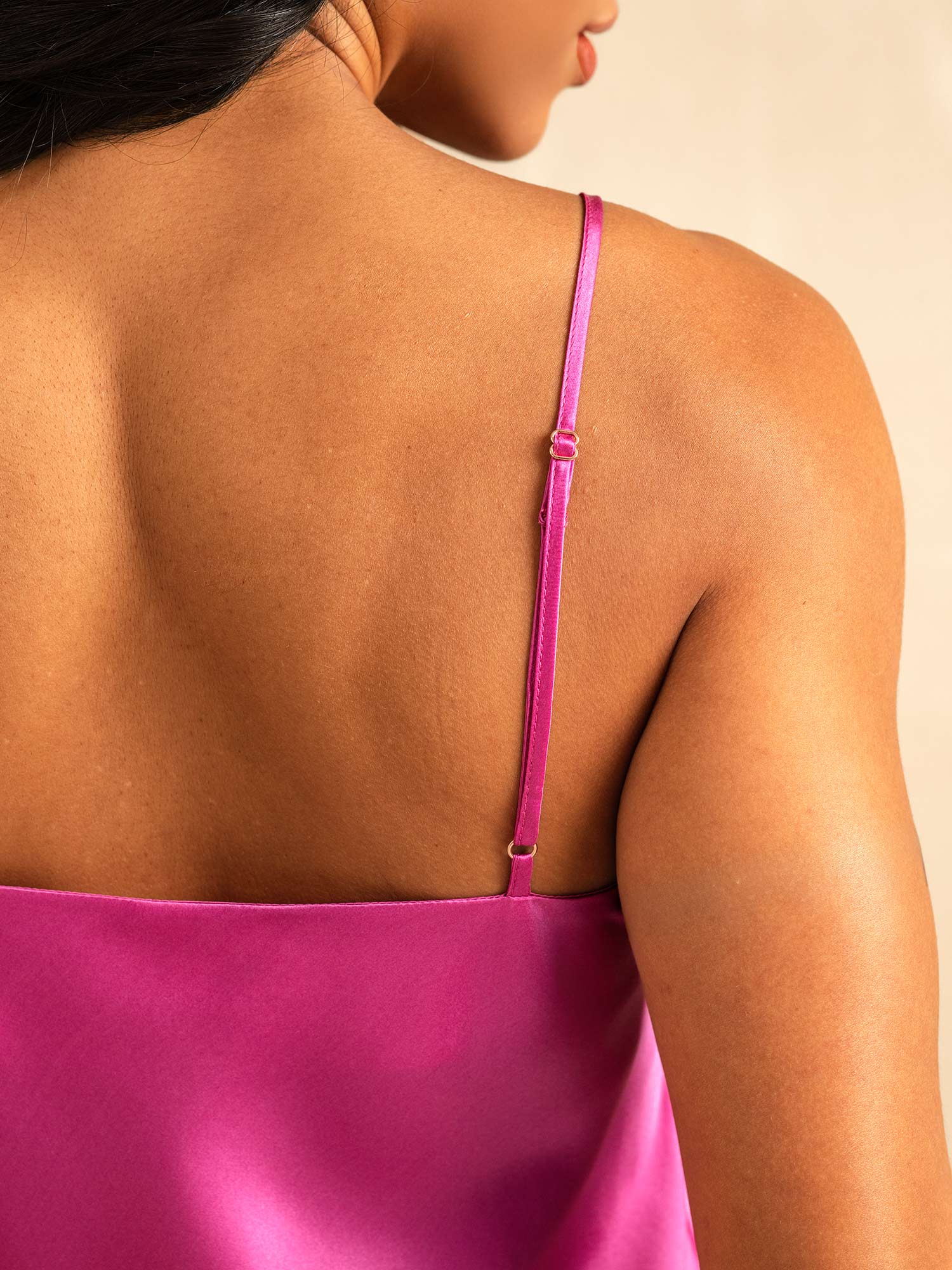 [Rosa Roja] SilkSilky-ES Seda Pura Cuello en V Conjunto de tirantes 006