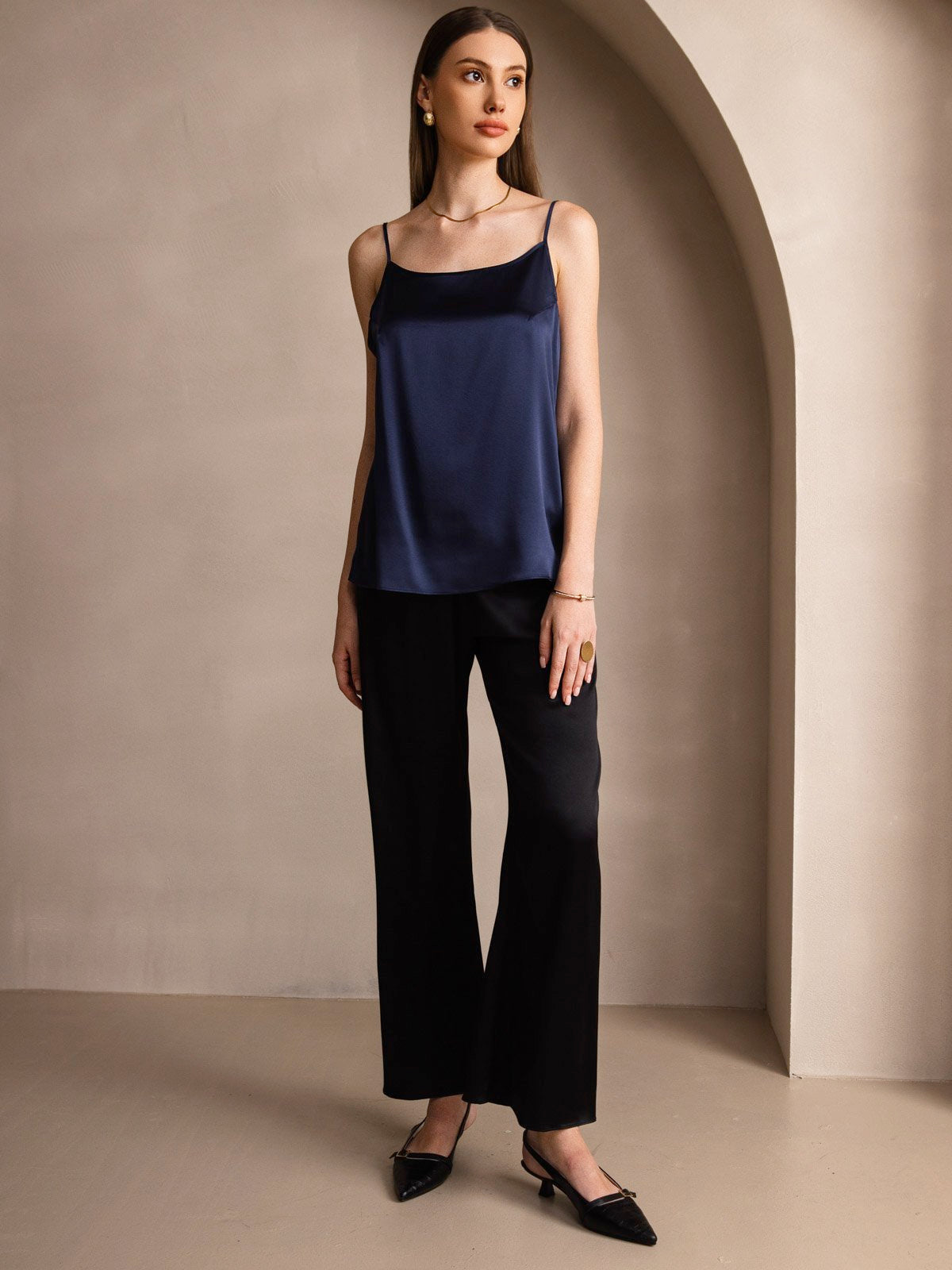 [Azul Oscuro] SilkSilky-ES 19Momme Seda Camisoles 006