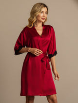 [Vino] SilkSilky-ES Half Sleeve Bata de mujer 006