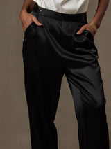 [Negro] SilkSilky-ES 19Momme Seda Womens Pants 003