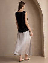 [Negro] SilkSilky-ES Sleeveless Round Neck Top de tirantes 004