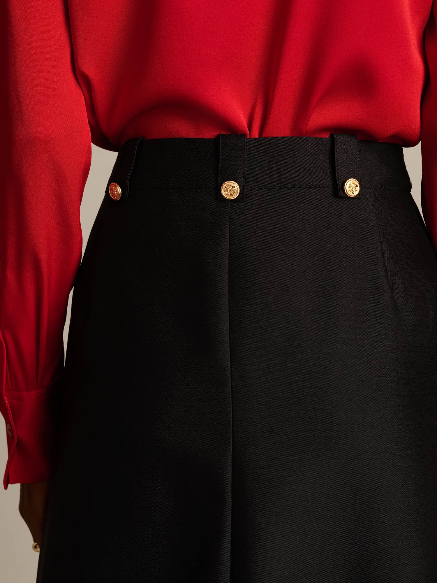 [Negro] SilkSilky-ES 32Momme Silk-Wool Blend Skirt 004,