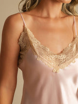 [Rosa] SilkSilky-ES Spaghetti Strap V Neck Camisón 004