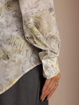 [Flor de Salvia] SilkSilky-ES Long Sleeve Lapel Collar Blusa 006