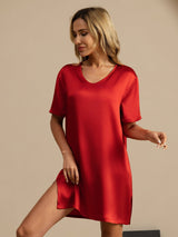[Vino] SilkSilky-ES Half Sleeve V Neck Camisón 004