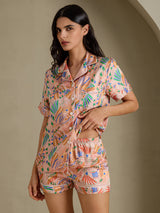 [Fauna Rosa] SilkSilky-ES Short Sleeve Notch Collar Pijamas de mujer 004