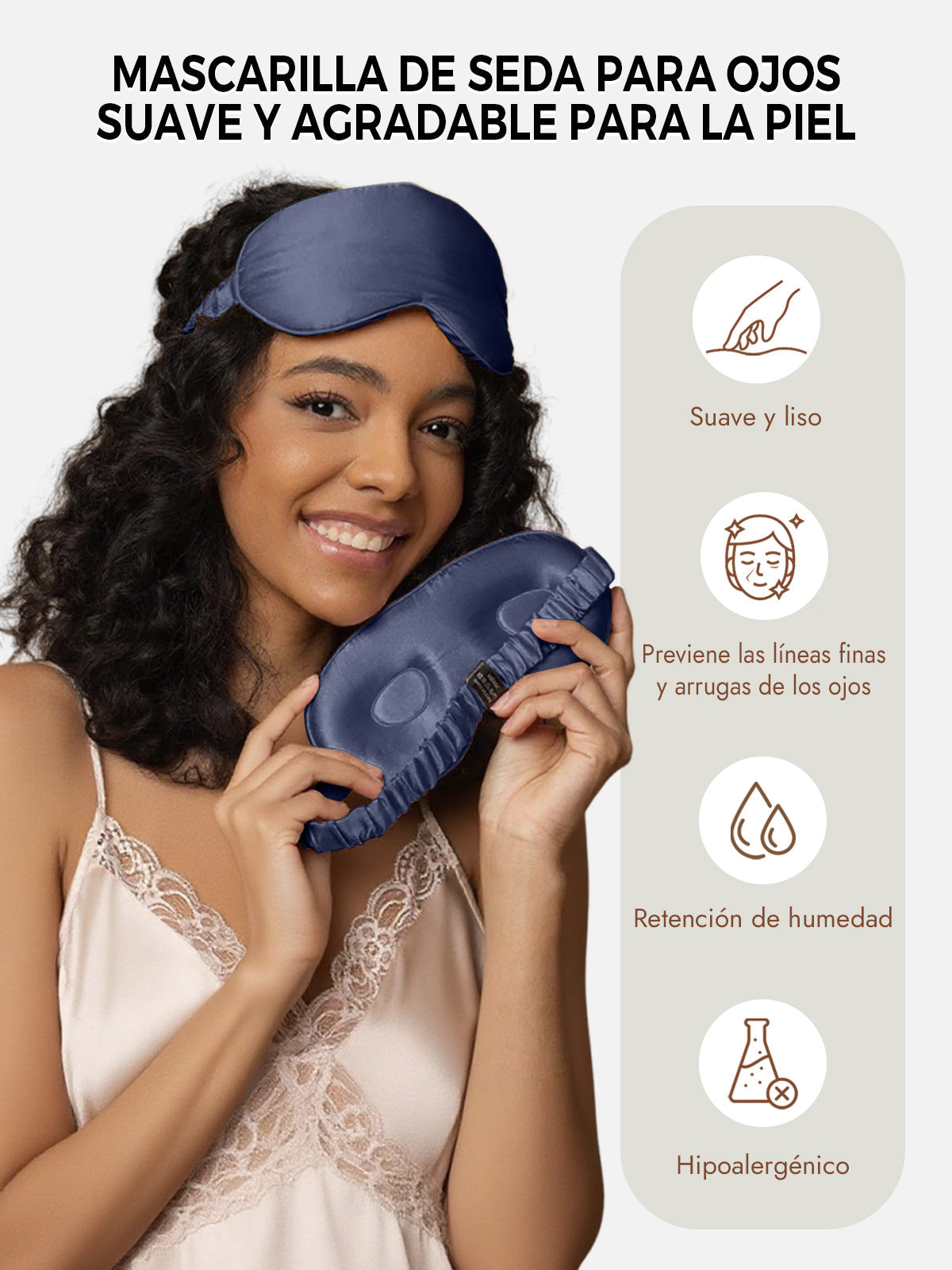 [Azul Oscuro] SilkSilky-ES Seda Pura Eye Mask 003