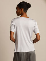 [Plata] SilkSilky-ES Manga corta Cuello Redondo Camisetas de Mujer 002
