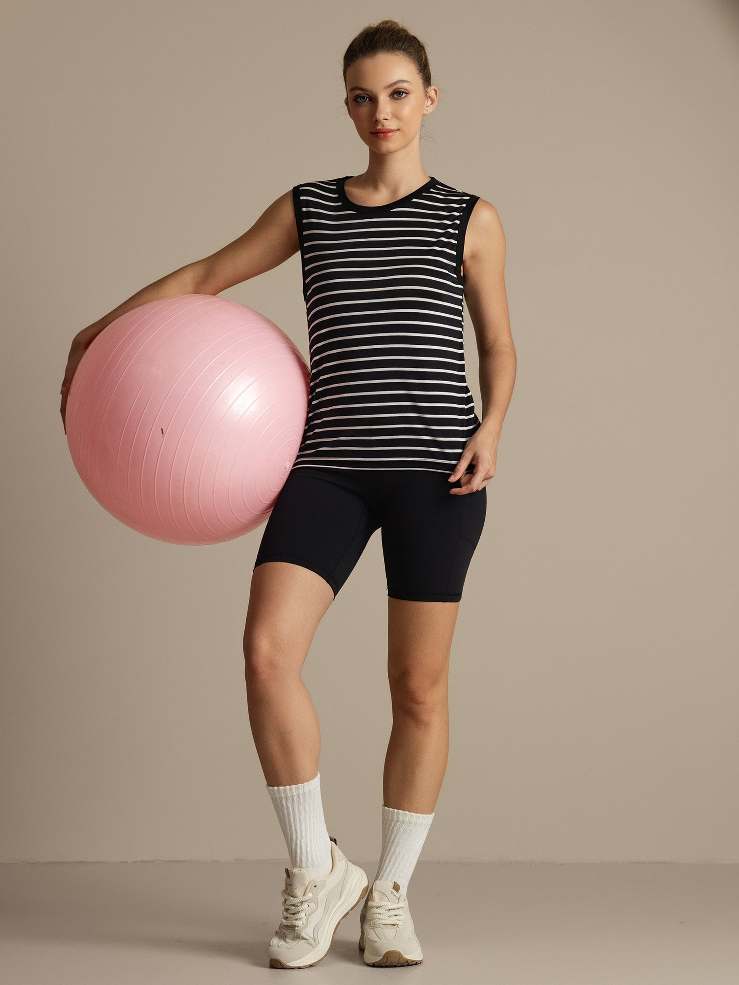 [Raya Negra] SilkSilky-ES Sin mangas Cuello Redondo Top de tirantes 009